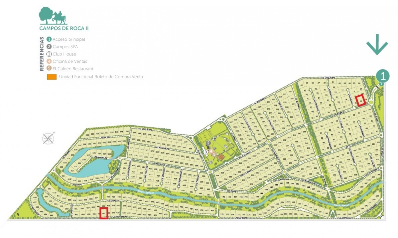 LOTE EN VENTA DE 2400 M2 EN EL BARRIO PRIVADO CAMPOS DE ROCA II , BRANDSEN